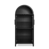 30" Black Wood Oval Accent Cabinet With Two Doors - Homeroots - Flyclothing LLC