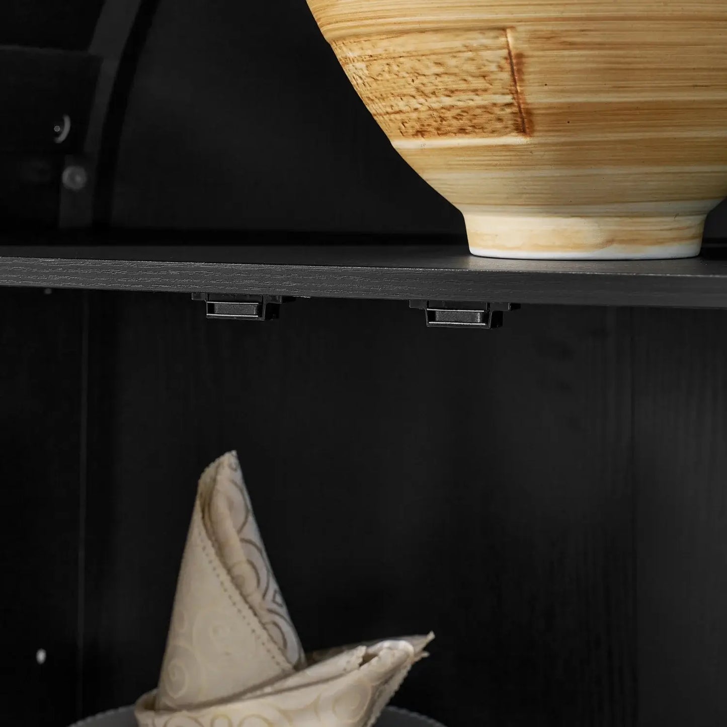 30" Black Wood Oval Accent Cabinet With Two Doors - Homeroots - Flyclothing LLC