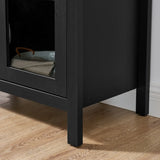 30" Black Wood Oval Accent Cabinet With Two Doors - Homeroots - Flyclothing LLC