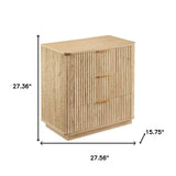 28" Oak Ribbed Texture Wood Three Drawer Dresser - HomeRoots - Flyclothing LLC