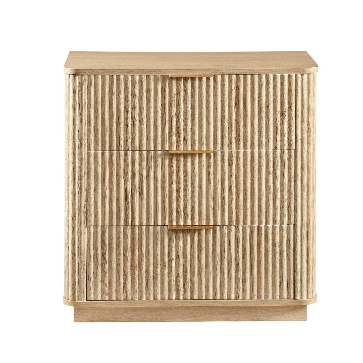 28" Oak Ribbed Texture Wood Three Drawer Dresser - HomeRoots - Flyclothing LLC