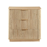 28" Oak Ribbed Texture Wood Three Drawer Dresser - HomeRoots - Flyclothing LLC