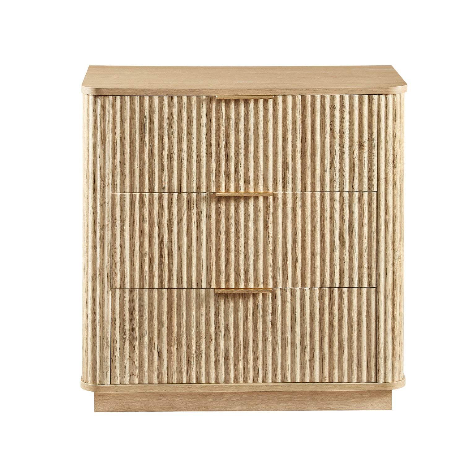 28" Oak Ribbed Texture Wood Three Drawer Dresser - HomeRoots - Flyclothing LLC