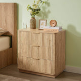 28" Oak Ribbed Texture Wood Three Drawer Dresser - HomeRoots - Flyclothing LLC