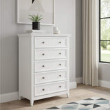 32" White Wood Five Drawer Dresser - HomeRoots - Flyclothing LLC