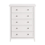 32" White Wood Five Drawer Dresser - HomeRoots - Flyclothing LLC