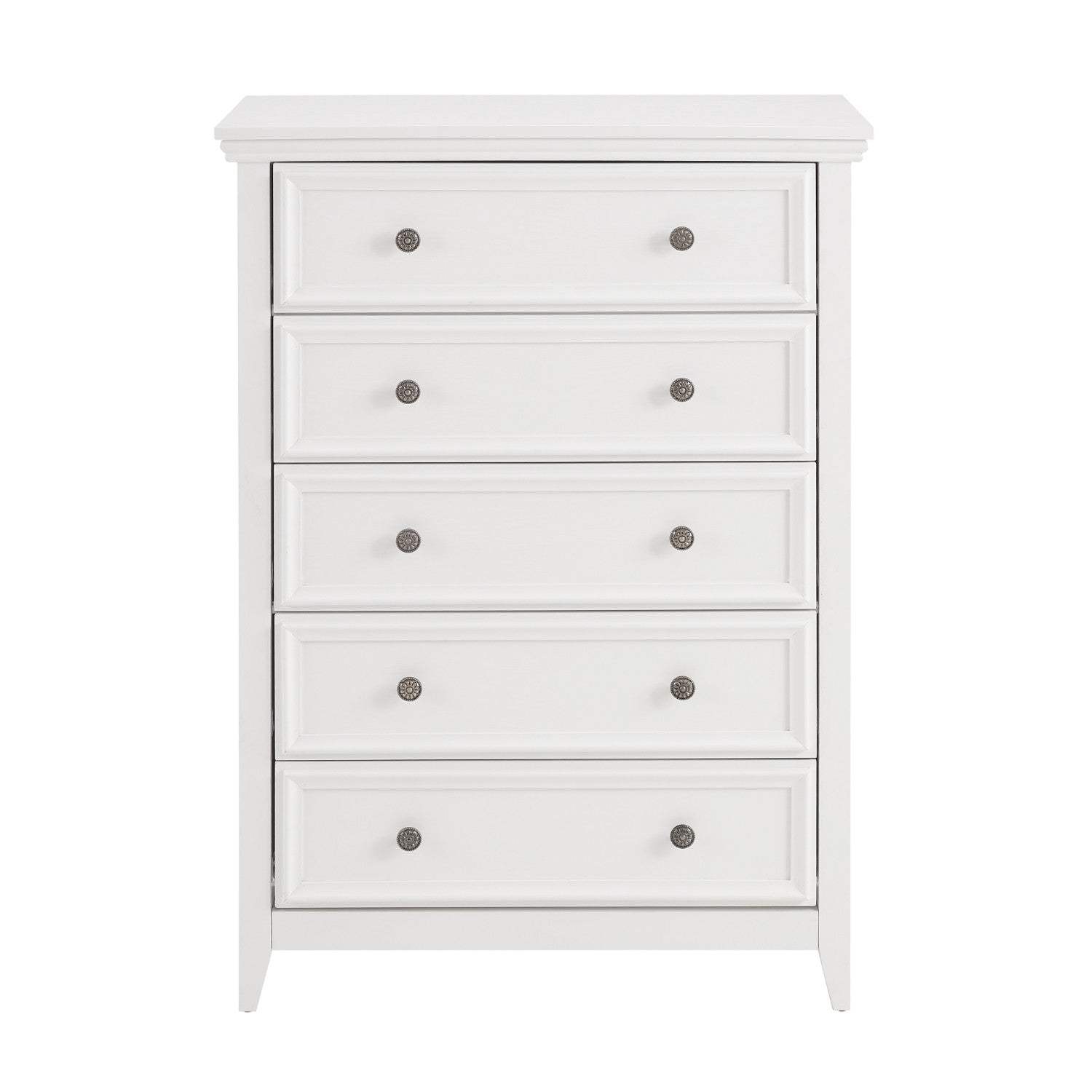 32" White Wood Five Drawer Dresser - HomeRoots - Flyclothing LLC