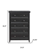 32" Black Wood Five Drawer Dresser - HomeRoots - Flyclothing LLC