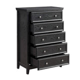 32" Black Wood Five Drawer Dresser - HomeRoots - Flyclothing LLC
