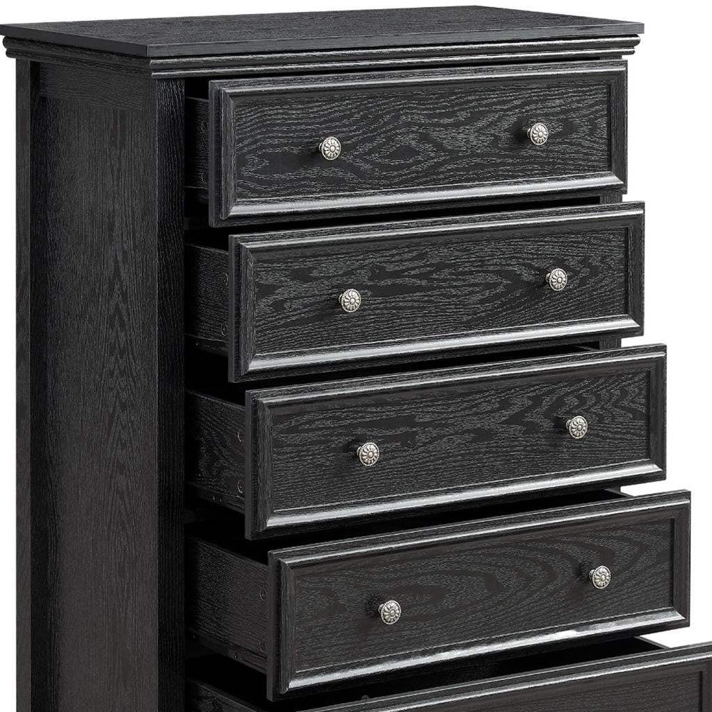 32" Black Wood Five Drawer Dresser - HomeRoots - Flyclothing LLC