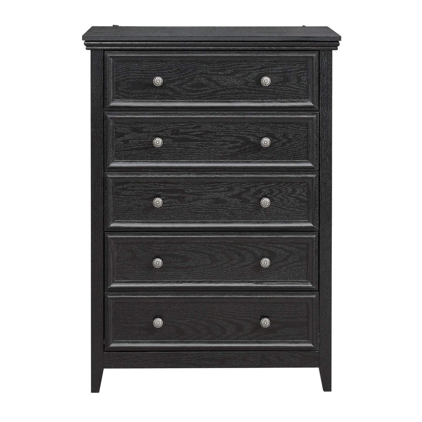 32" Black Wood Five Drawer Dresser - HomeRoots - Flyclothing LLC