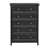 32" Black Wood Five Drawer Dresser - HomeRoots - Flyclothing LLC