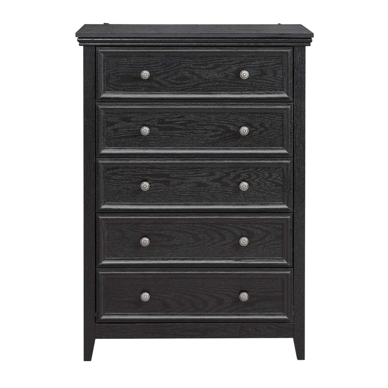 32" Black Wood Five Drawer Dresser - HomeRoots - Flyclothing LLC