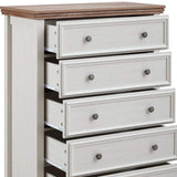 32" Beige And Brown Wood Five Drawer Dresser - HomeRoots - Flyclothing LLC
