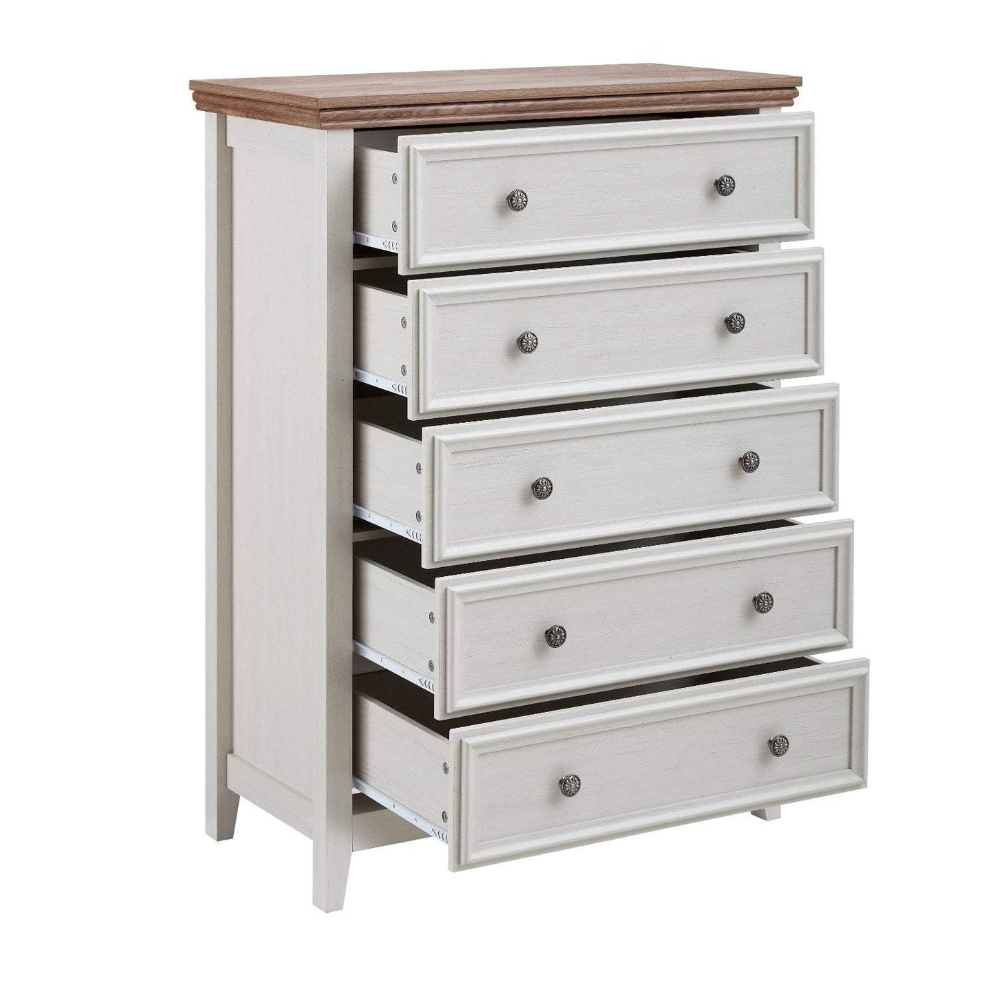 32" Beige And Brown Wood Five Drawer Dresser - HomeRoots - Flyclothing LLC