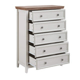 32" Beige And Brown Wood Five Drawer Dresser - HomeRoots - Flyclothing LLC