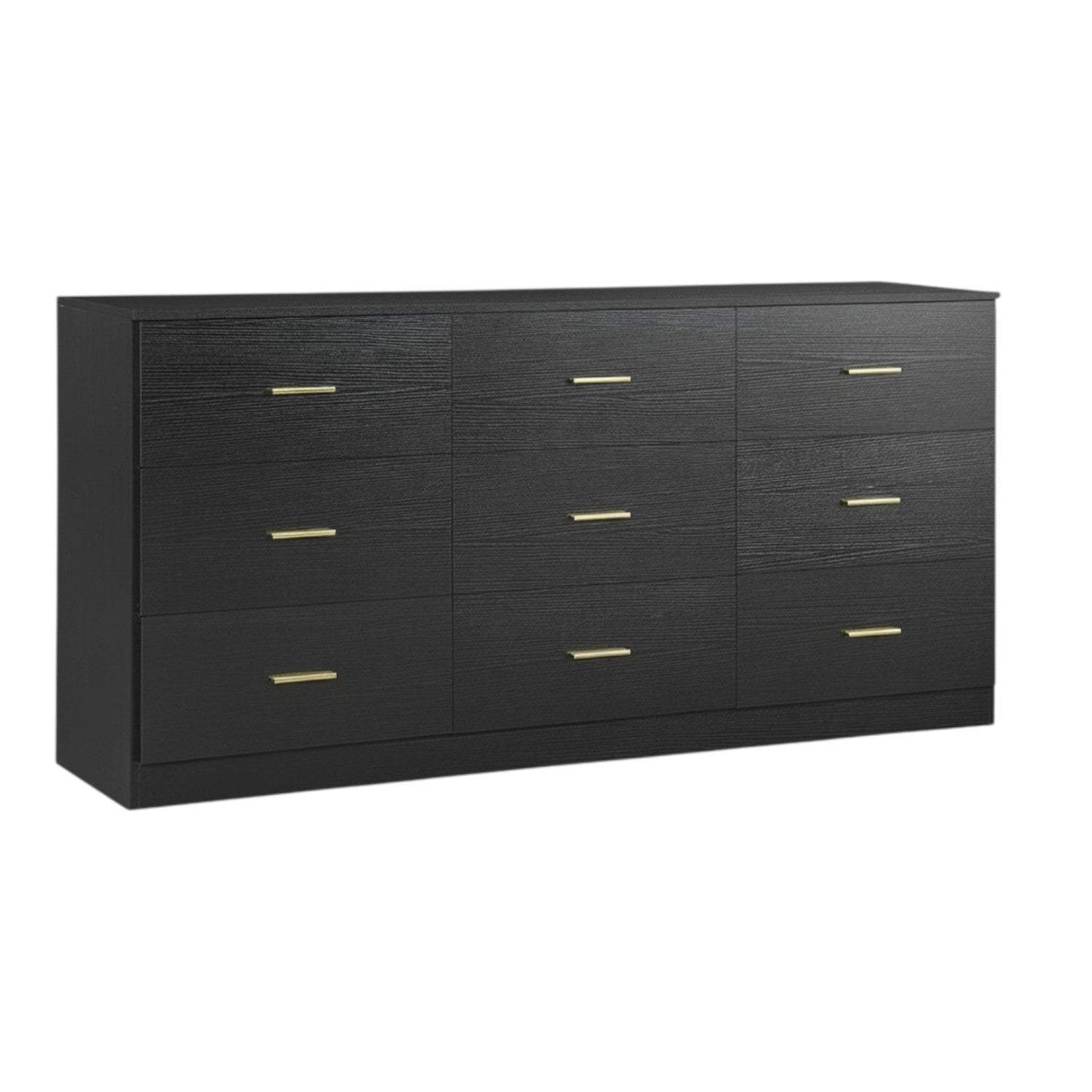 63" Black Wood Nine Drawer Triple Dresser - HomeRoots - Flyclothing LLC
