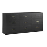 63" Black Wood Nine Drawer Triple Dresser - HomeRoots - Flyclothing LLC