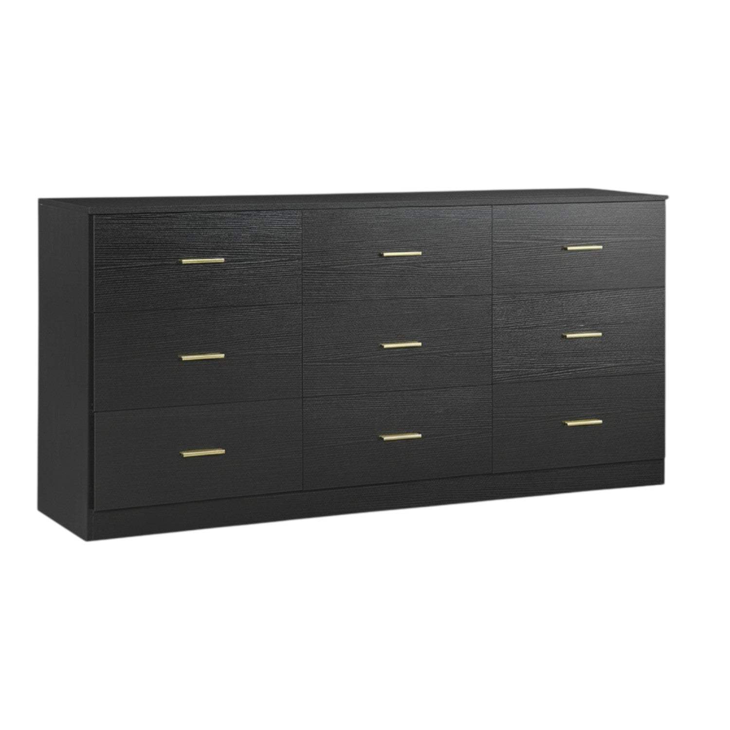 63" Black Wood Nine Drawer Triple Dresser - HomeRoots - Flyclothing LLC