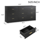 63" Black Wood Nine Drawer Triple Dresser - HomeRoots - Flyclothing LLC