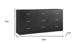63" Black Wood Nine Drawer Triple Dresser - HomeRoots - Flyclothing LLC