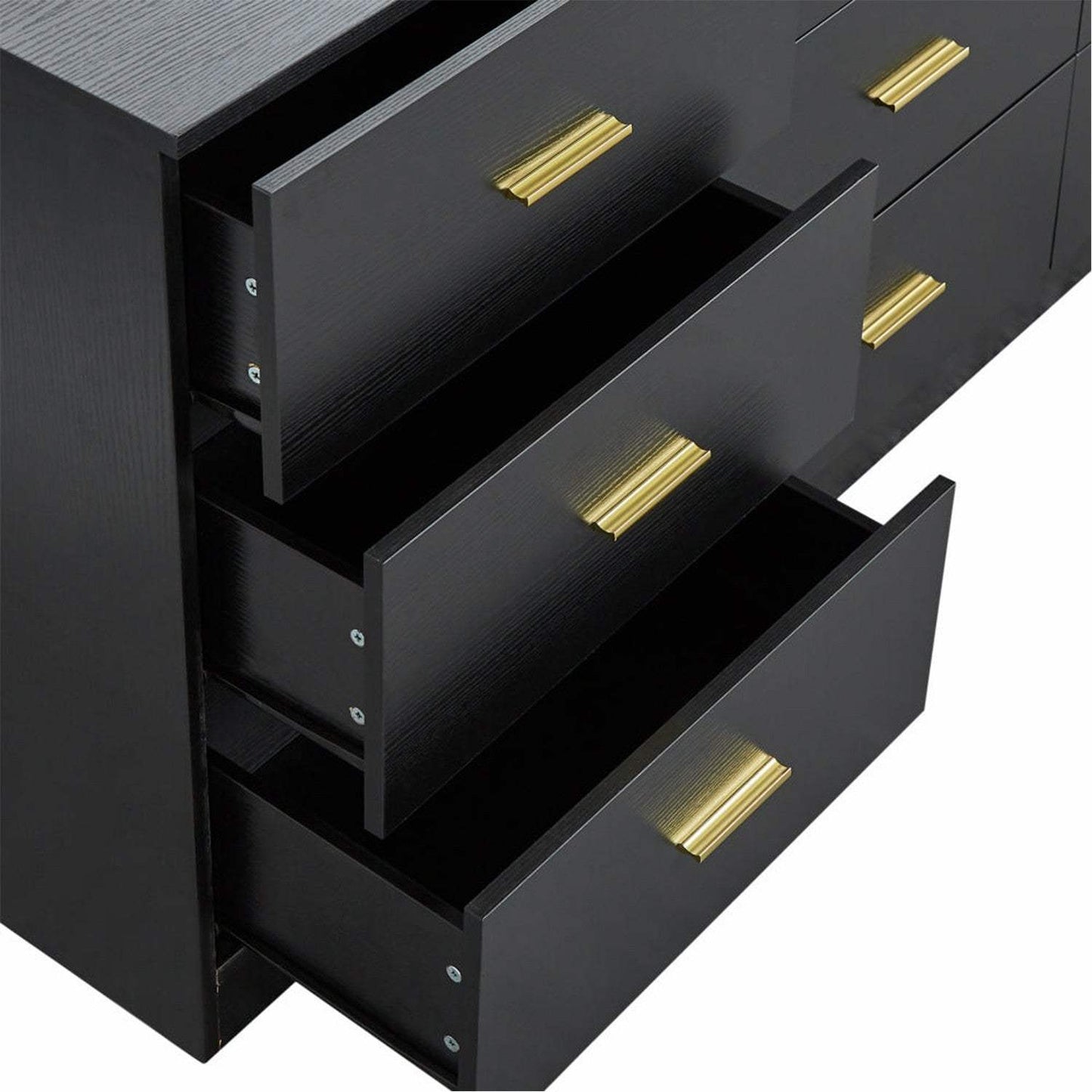 63" Black Wood Nine Drawer Triple Dresser - HomeRoots - Flyclothing LLC