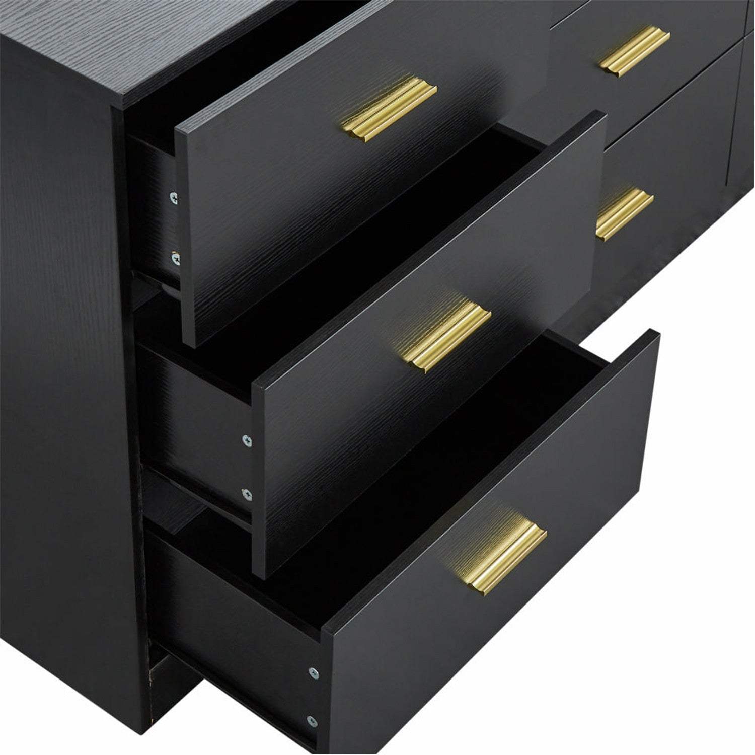 63" Black Wood Nine Drawer Triple Dresser - HomeRoots - Flyclothing LLC