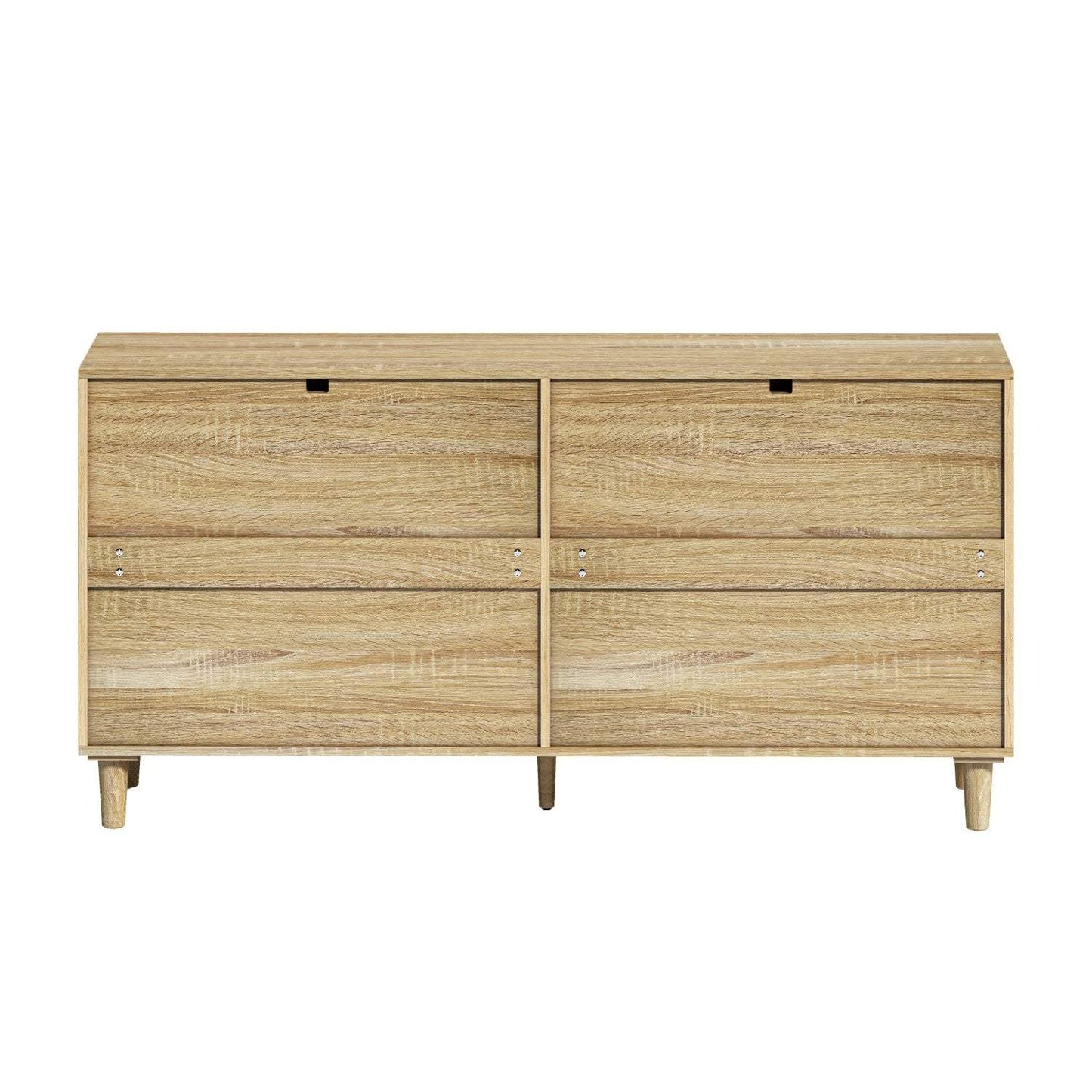 59" Natural Wood and Rattan Six Drawer Double Dresser - HomeRoots - Flyclothing LLC