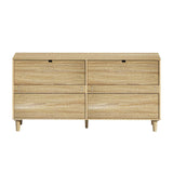 59" Natural Wood and Rattan Six Drawer Double Dresser - HomeRoots - Flyclothing LLC