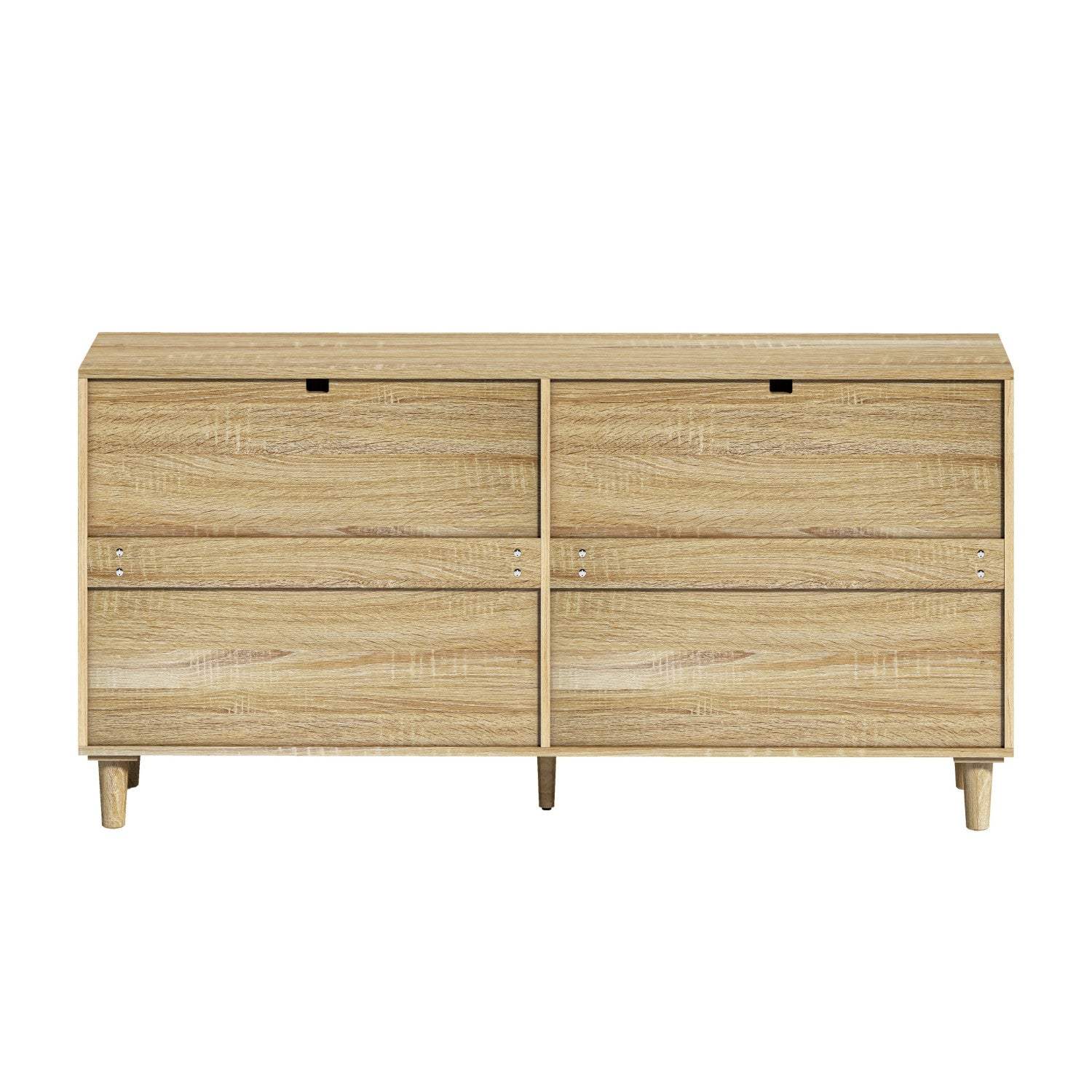 59" Natural Wood and Rattan Six Drawer Double Dresser - HomeRoots - Flyclothing LLC