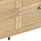 59" Natural Wood and Rattan Six Drawer Double Dresser - HomeRoots - Flyclothing LLC