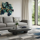 46" Gray Wood and Steel Oval Coffee Table - Homeroots - Flyclothing LLC