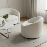 33" White Boucle Swivel Lounge Chair - Homeroots - Flyclothing LLC