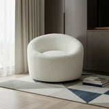33" White Boucle Swivel Lounge Chair - Homeroots - Flyclothing LLC