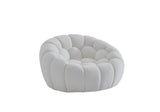49" White Tufted Boucle Curved Lounge Chair - Homeroots - Flyclothing LLC