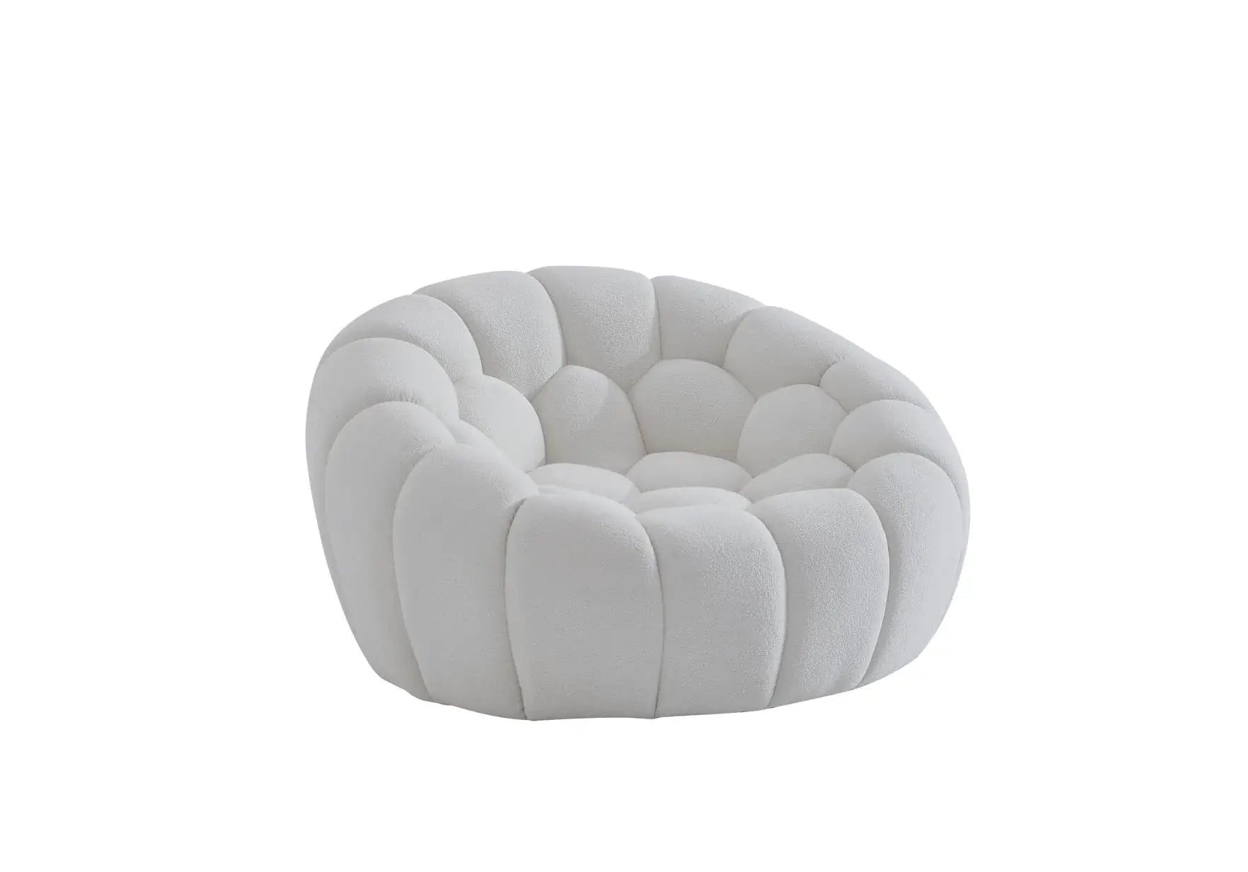49" White Tufted Boucle Curved Lounge Chair - Homeroots - Flyclothing LLC