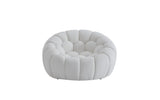 49" White Tufted Boucle Curved Lounge Chair - Homeroots - Flyclothing LLC