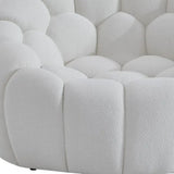 49" White Tufted Boucle Curved Lounge Chair - Homeroots - Flyclothing LLC