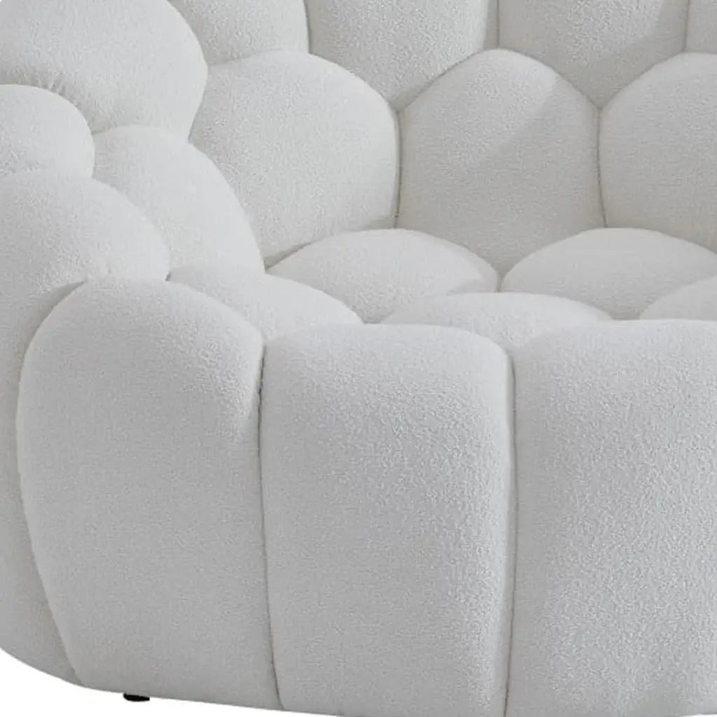 49" White Tufted Boucle Curved Lounge Chair - Homeroots - Flyclothing LLC