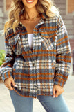 Plaid Collared Neck Jacket with Chest Pockets - Trendsi
