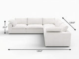 White Linen Blend Modular L Shaped Five Piece Corner Sectional - HomeRoots - Flyclothing LLC