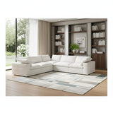 White Linen Blend Modular L Shaped Five Piece Corner Sectional - HomeRoots - Flyclothing LLC