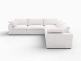 White Linen Blend Modular L Shaped Five Piece Corner Sectional - HomeRoots - Flyclothing LLC