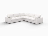 White Linen Blend Modular L Shaped Five Piece Corner Sectional - HomeRoots - Flyclothing LLC