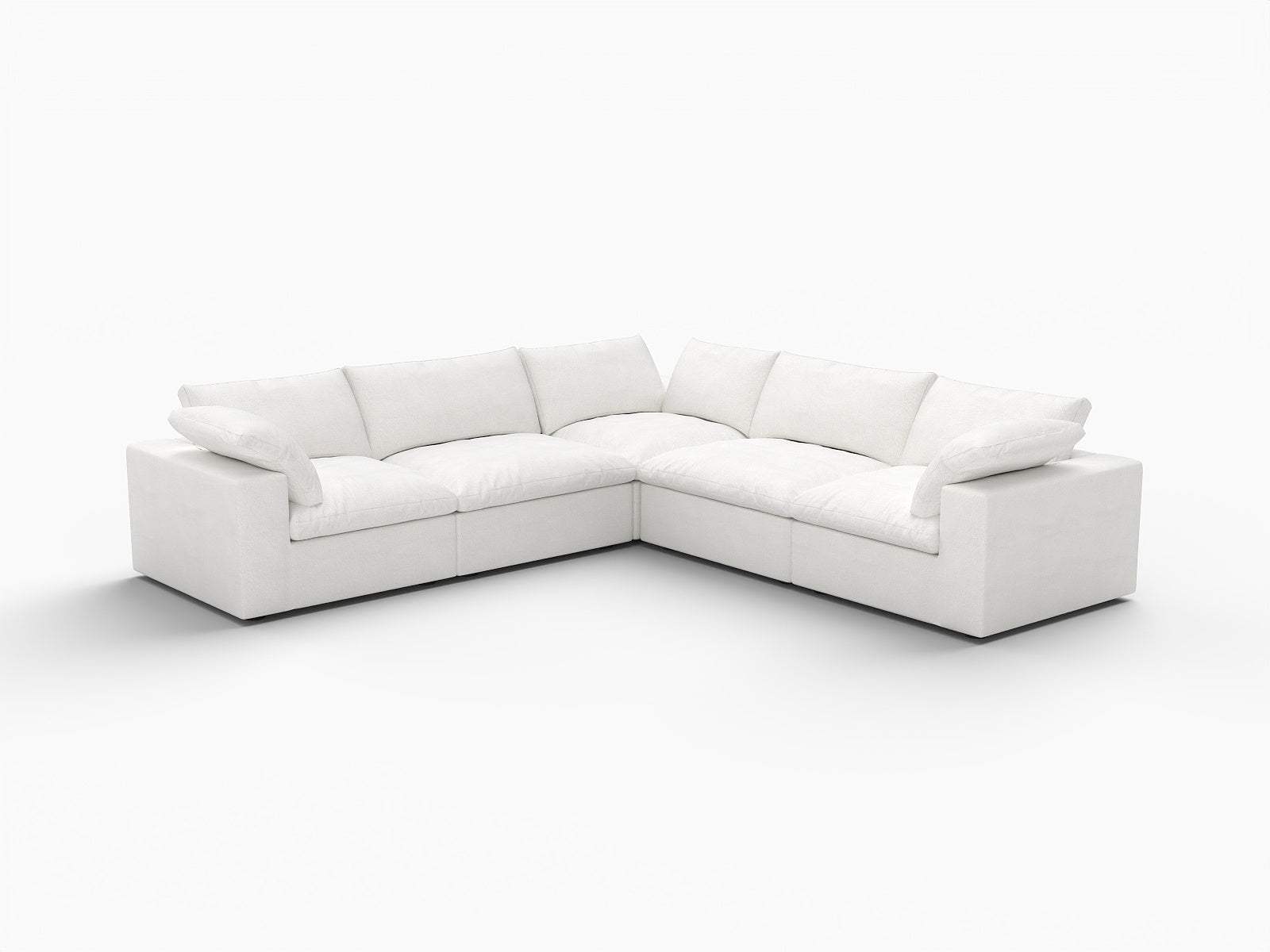 White Linen Blend Modular L Shaped Five Piece Corner Sectional - HomeRoots - Flyclothing LLC