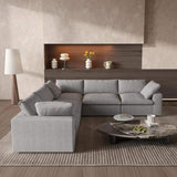 Light Gray Linen Blend Modular L Shaped Five Piece Corner Sectional - HomeRoots - Flyclothing LLC