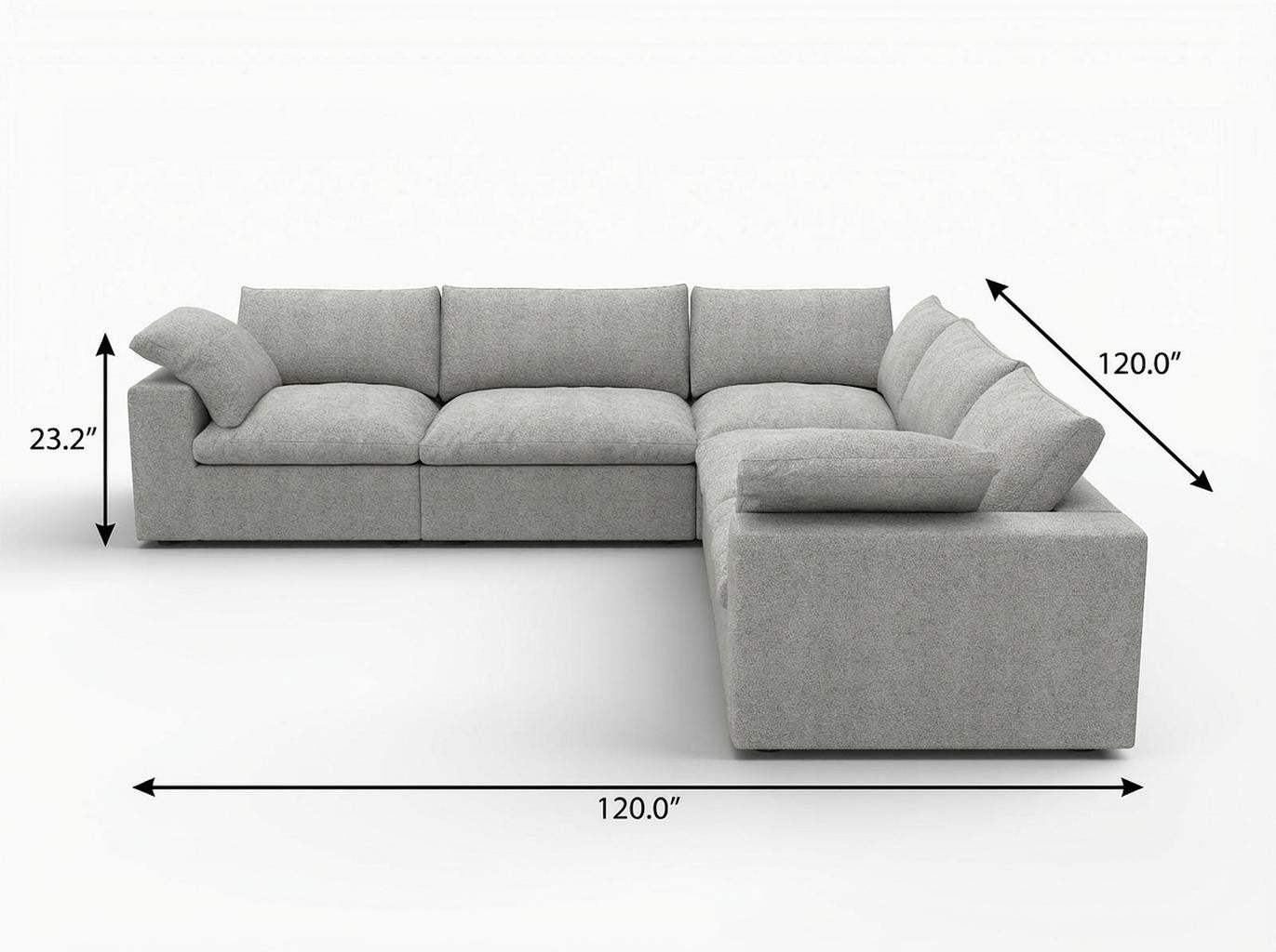 Light Gray Linen Blend Modular L Shaped Five Piece Corner Sectional - HomeRoots - Flyclothing LLC