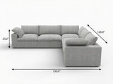 Light Gray Linen Blend Modular L Shaped Five Piece Corner Sectional - HomeRoots - Flyclothing LLC