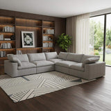 Light Gray Linen Blend Modular L Shaped Five Piece Corner Sectional - HomeRoots - Flyclothing LLC