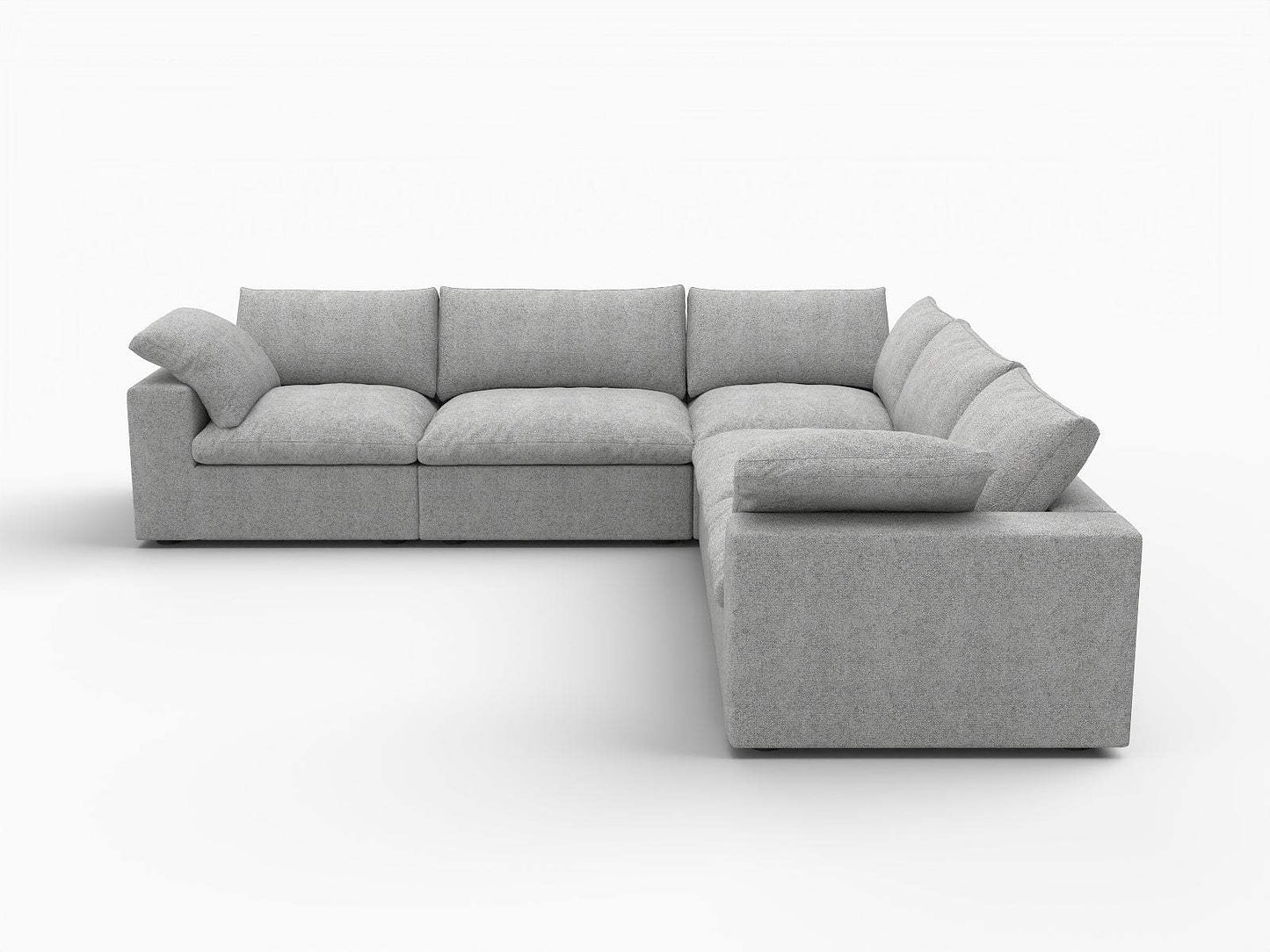 Light Gray Linen Blend Modular L Shaped Five Piece Corner Sectional - HomeRoots - Flyclothing LLC